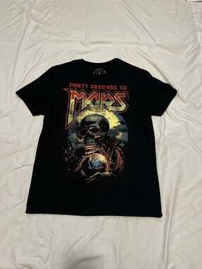 Thirty Seconds To Mars Skeleton Globe T-Shirt Size L